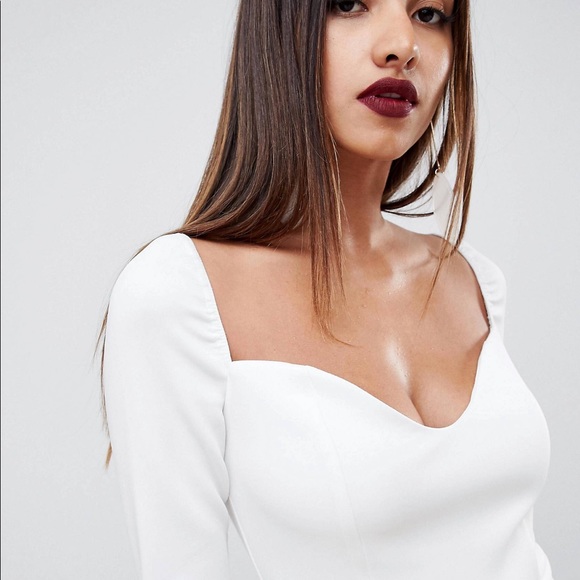 ASOS long sleeve sweetheart wrap mini dress - NWT - Picture 4 of 7